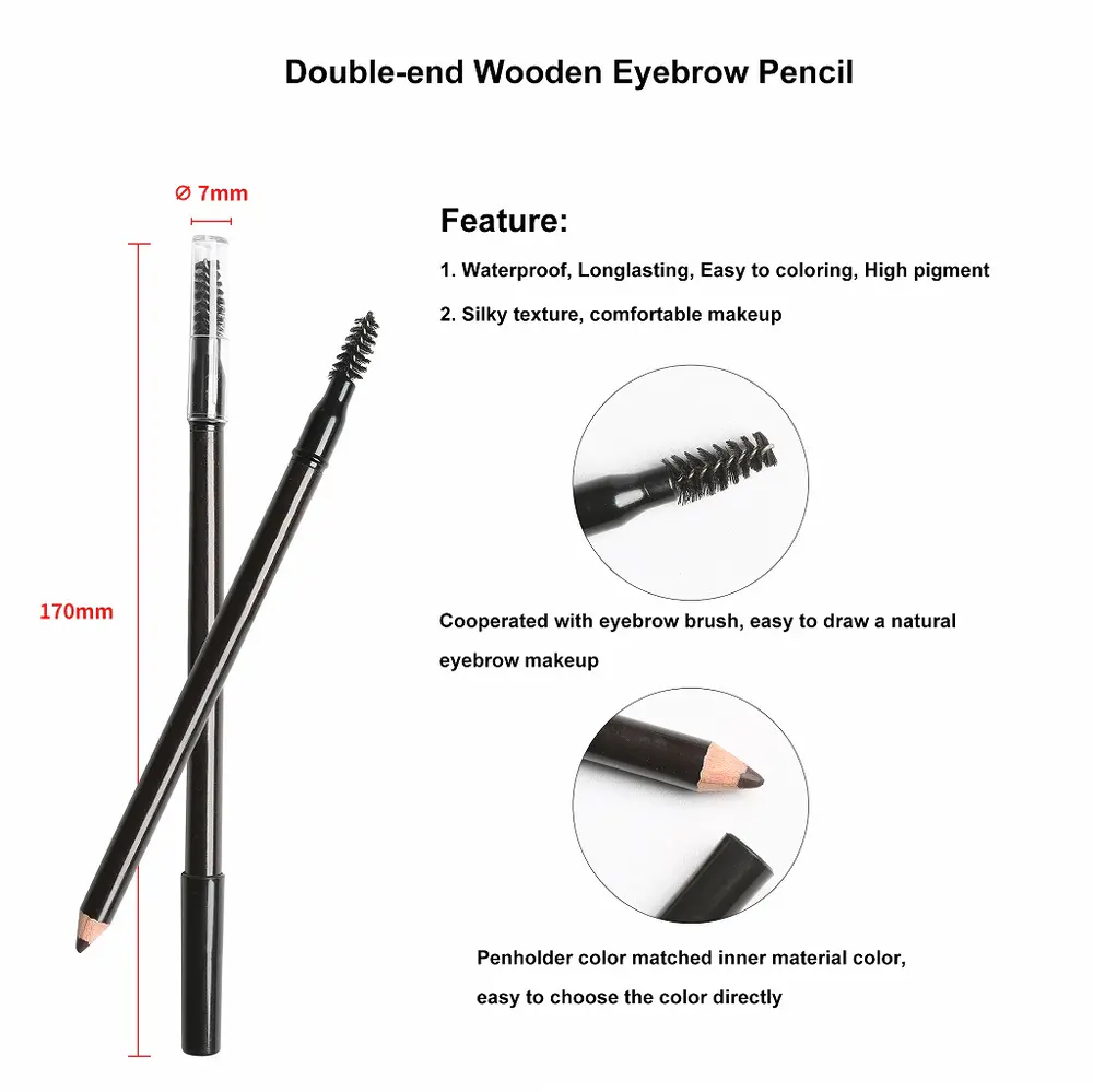 Dual-end Wooden Brow Pencil with Brush YCP22023