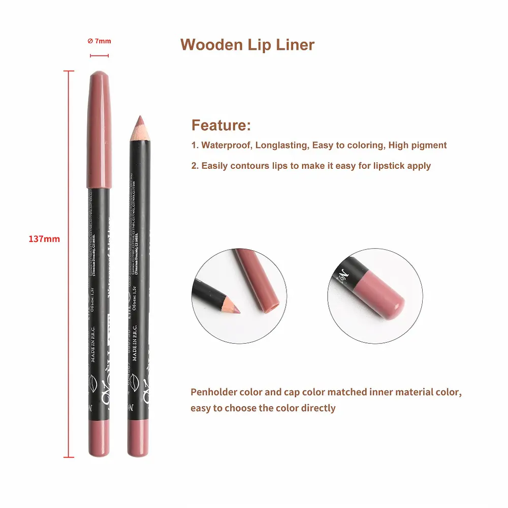 Waterproof Long-lasting Creamy Wooden Lip Liner YCP22024