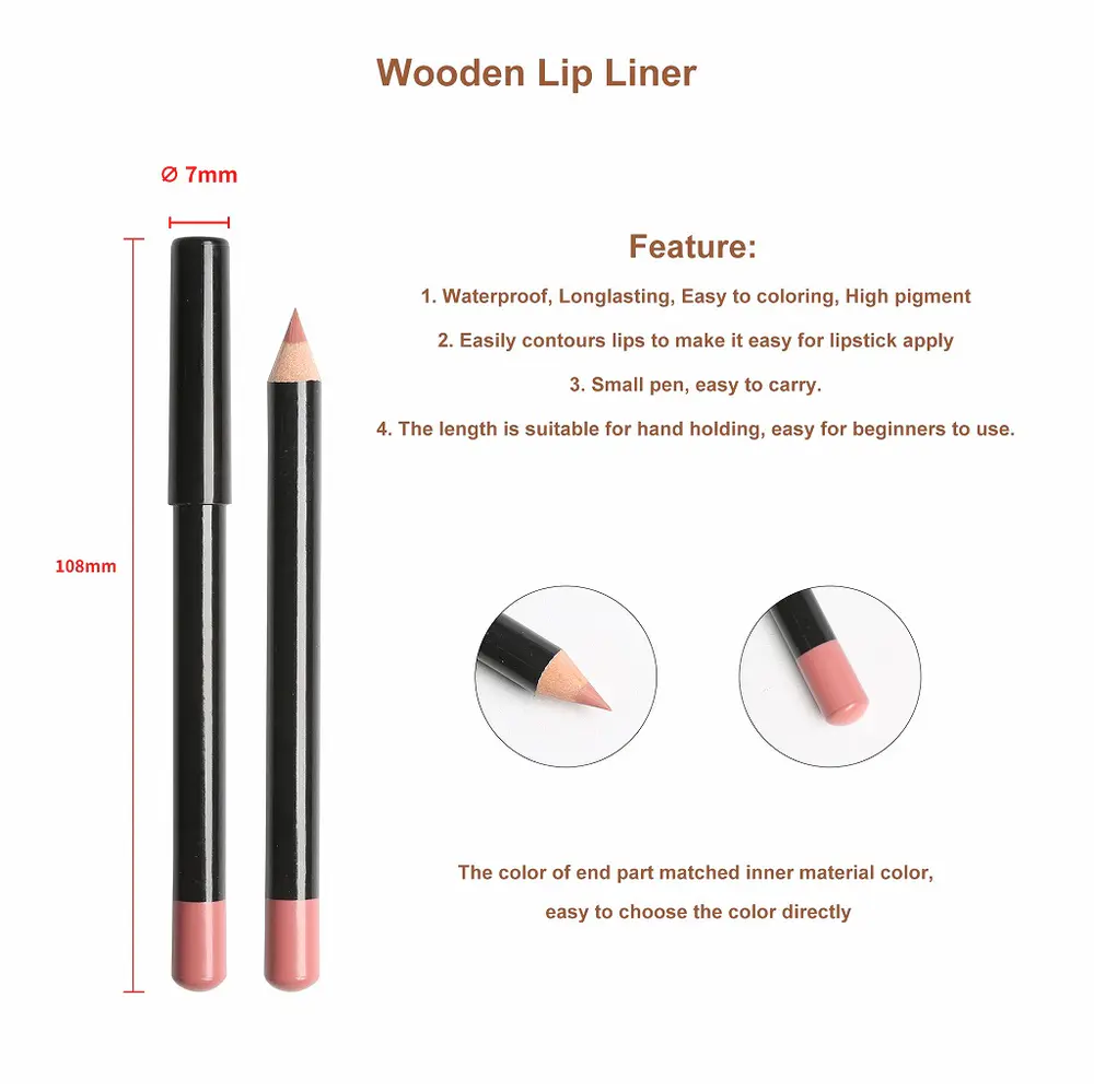 Waterproof Long-lasting Creamy Wooden Sharpenable Lip Liner YCP22030