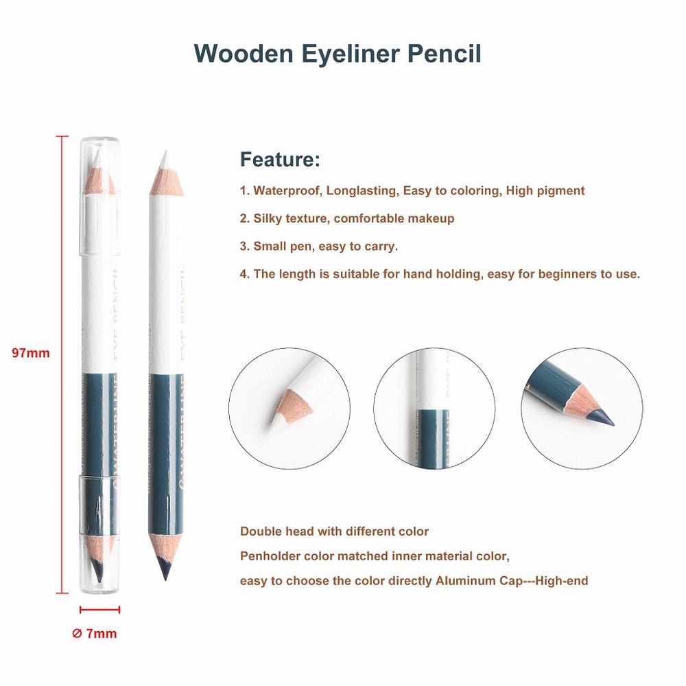 Dual End Waterproof Long-lasting Sharpenable Creamy Wooden Eyeliner Pencil YCP22034