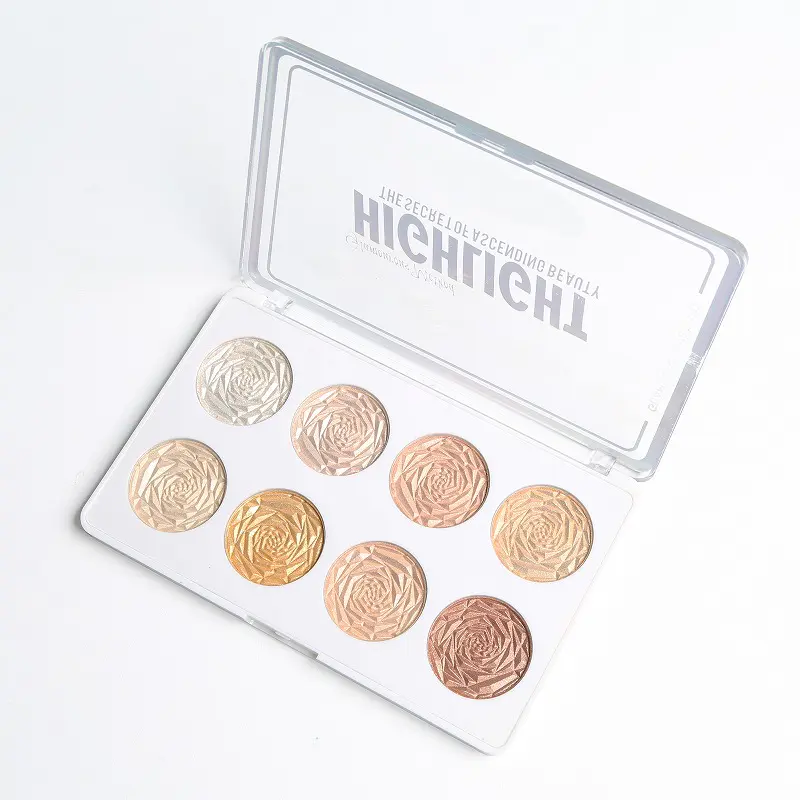 8 Colors Highlighter Palette With Engraved Rose YCH22004