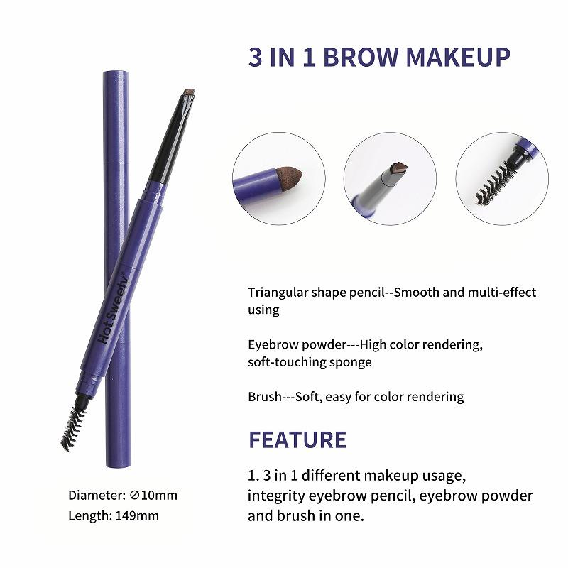 3 in 1 Retractable Makeup Eyebrow Pencil YCP22004
