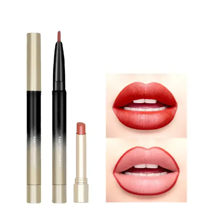 2 in 1 Cosmetics Lipsticks Matte Waterproof Lip stick with lip liner