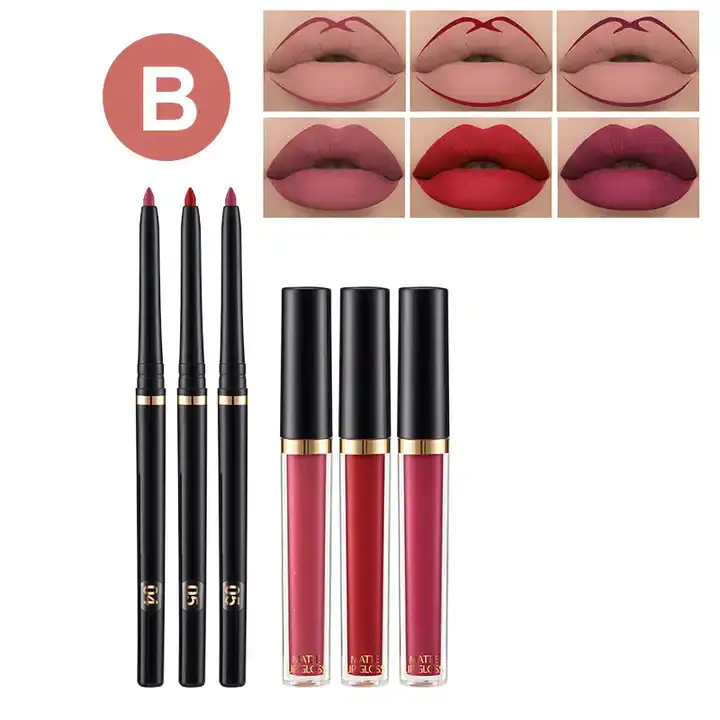 Longlasting 2 in 1 makeup pen Lip liner with lipgloss set
