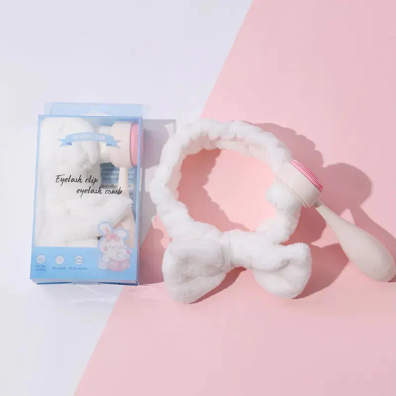 headband wristband set with face cleaning brush