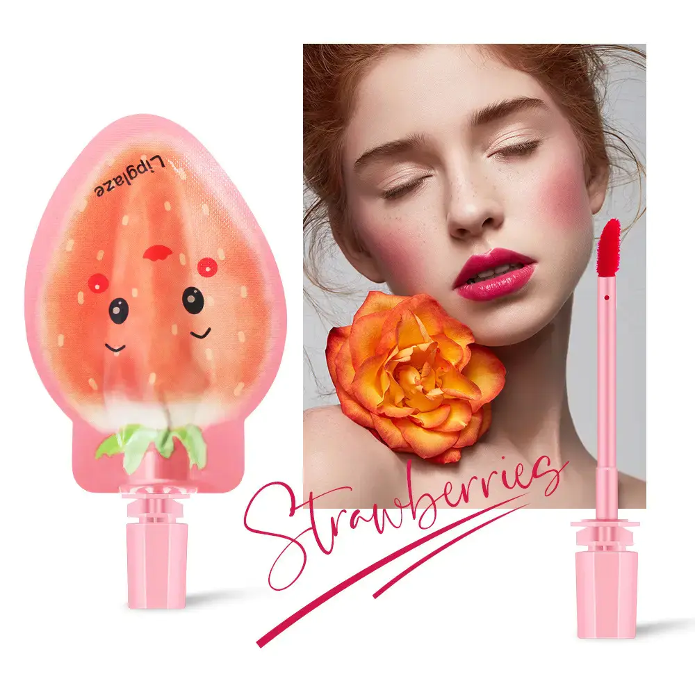 strawberry Liquid Lipstick lipgloss with brush lip gloss squeeze tubes