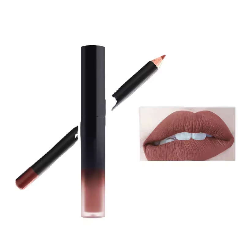 Cosmetics Matte Waterproof liquird Lipstick with lip liner set
