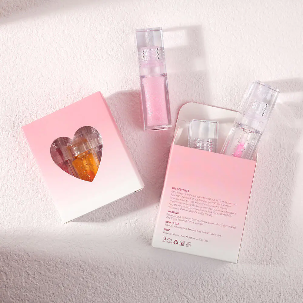 3pcs/ Gift Box Women Girls Moisturizing Flavored Lipgloss Lip Plumper Base Oil Plumping Lip Gloss Set