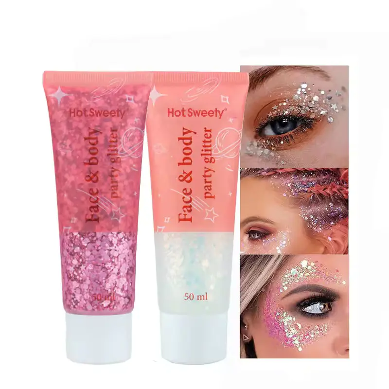 Face, Body & Hair Holographic Clear White Glitter Gel