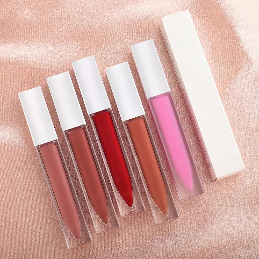 Frosted Tube Matte Gel Liquid Custom Long Wear Lip Gloss Wholesale No Logo Bright Pink Lipgloss