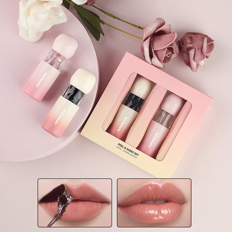 OEM 2-in-1 Fashion Transparent Lip Oil & Gloss Matte Waterproof Peel off Lip Tint Set with Customizable Colors
