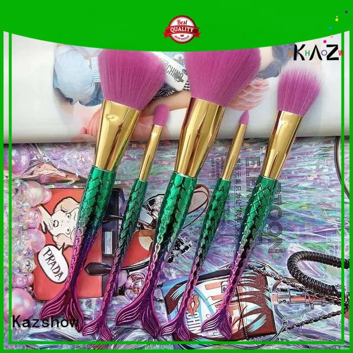 Kazshow beautiful design pink makeup brushes directly sale for face makeup